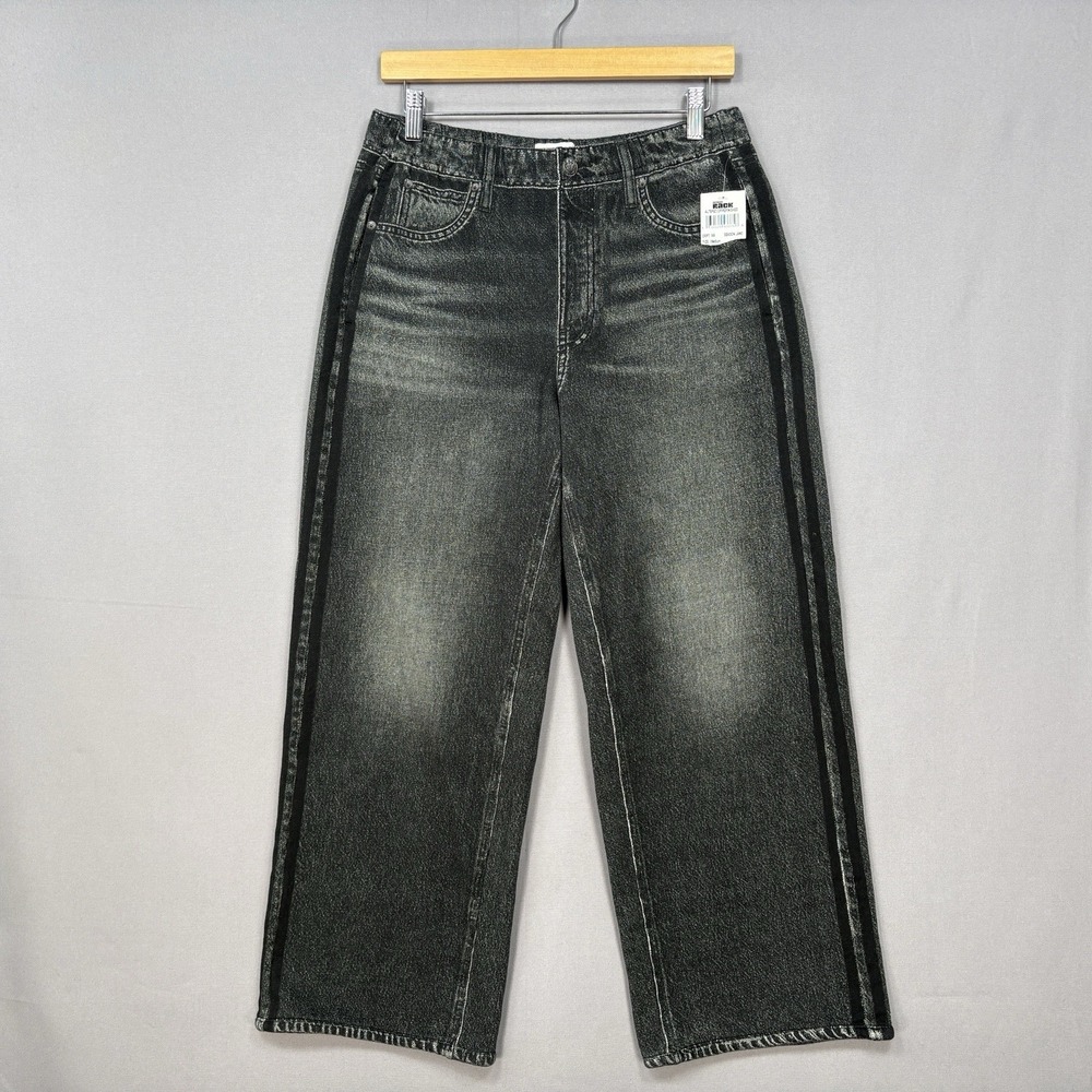 Rag & Bone RB Miramar High-Rise Wide-Leg Track Pants Medium Washed Black NWT